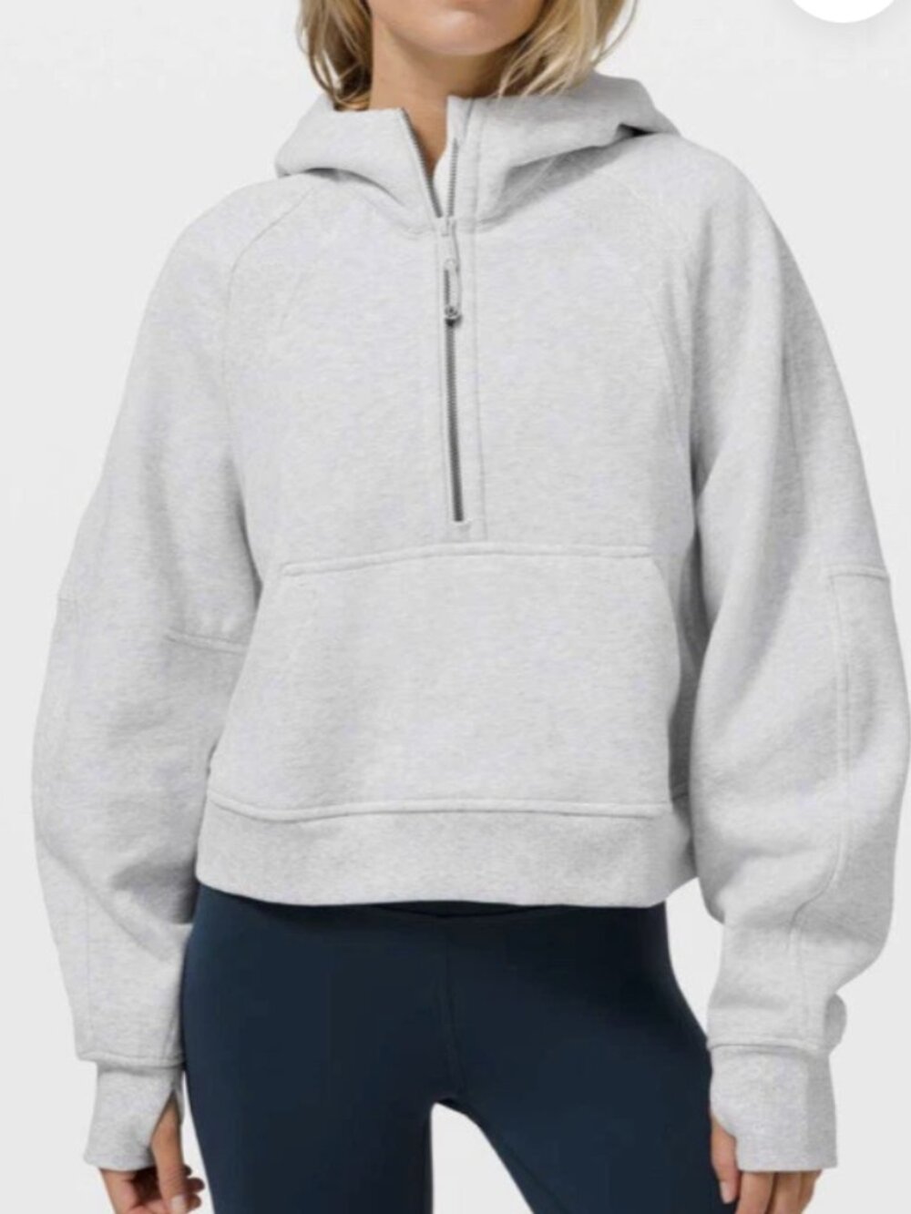 Grey Cropped Scuba Hoodie Medium/Large | Lululemon